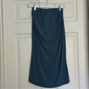 OGL Blue Ruched Side Double Layer Midi Skirt Size Small
